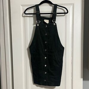 LIGHTLY WORN | Olive Green Corduroy Pinafore Dress